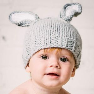 🐰The Blueberry Hill - Grey / White Bailey Bunny Knit Hat